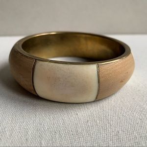 Bone brass and wood bracelet